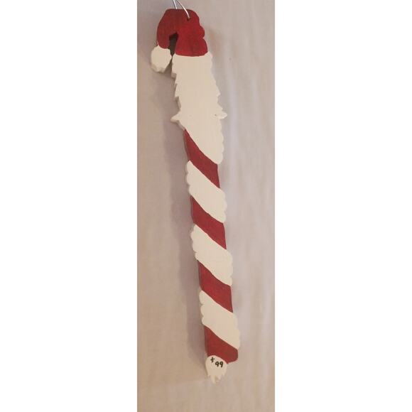 Vintage Homemade Folksy Country Painted Candy Cane Santa Clause Wall Hanger - Picture 3 of 6